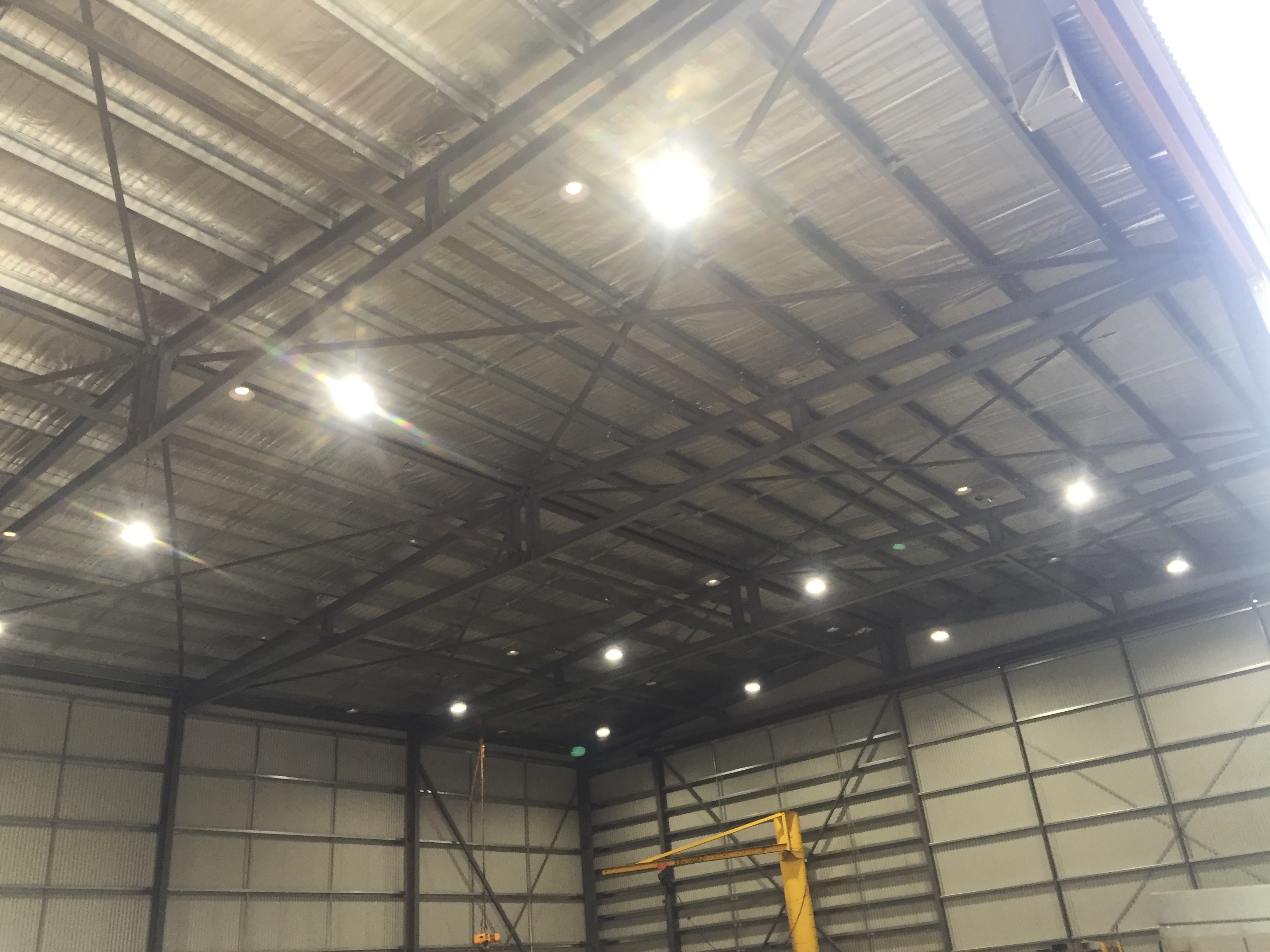 Workshop lights installed by a licensed electrician